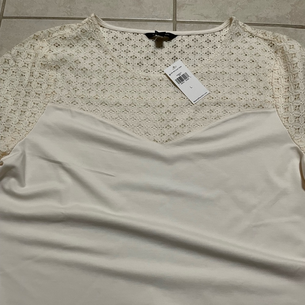 NWT cream colored eyelet top